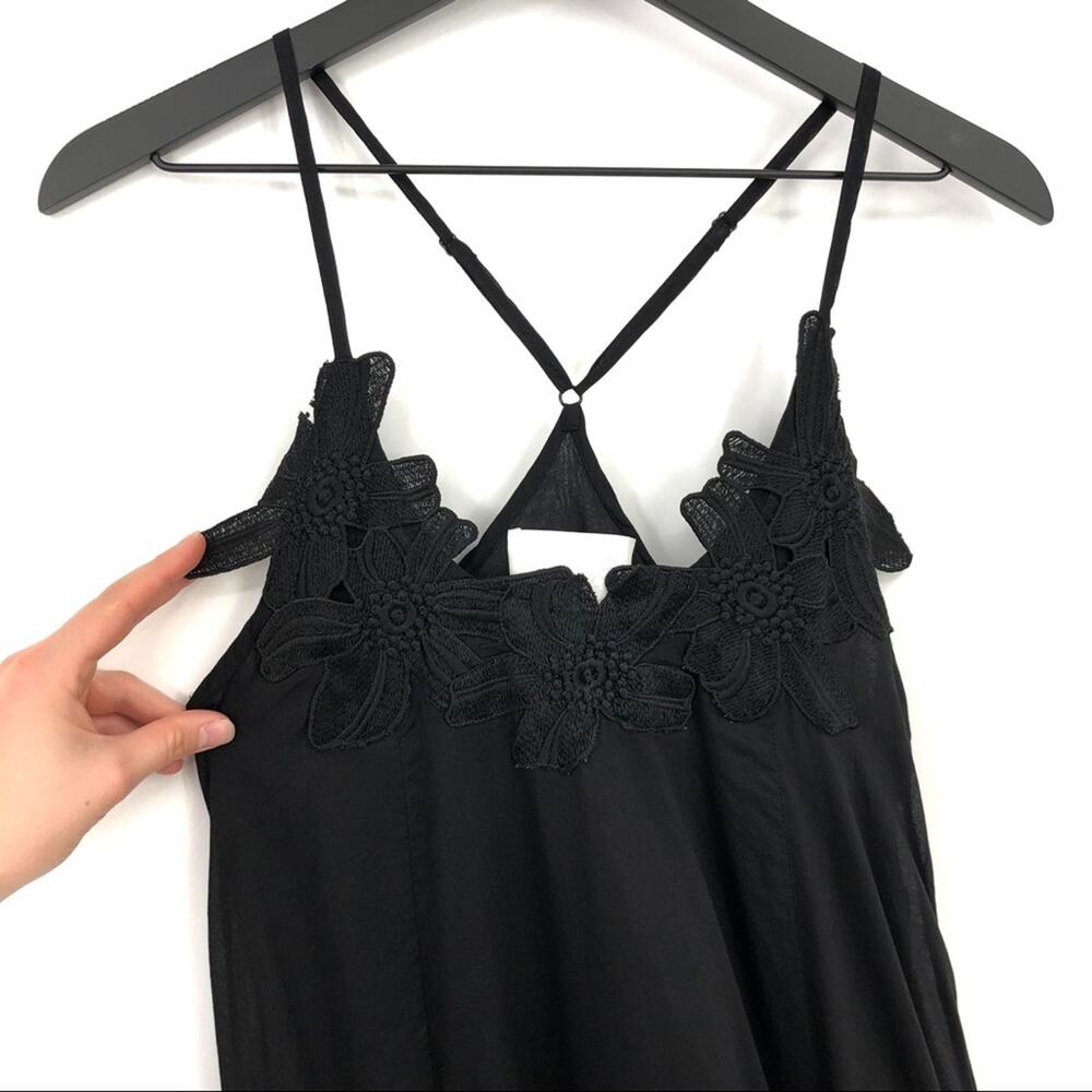 MARE MARE Finn Lace Trim Shift Slip Dress Black XS - Picture 2 of 11